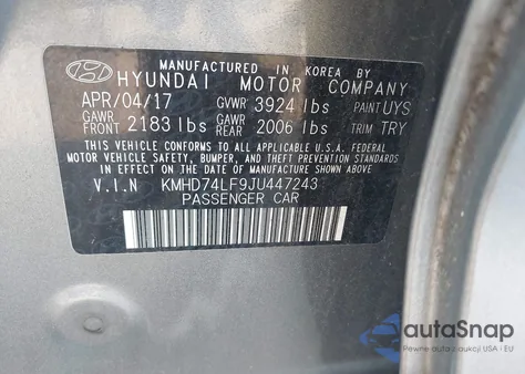 2018 Hyundai Elantra Se z USA, uszkodzony, nr VIN KMHD74LF9JU447243